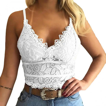 Plus Size 3XL Vest Tank Women Lace Sexy Camisole V Neck Tank Top Underwear Vest Candy Color Bralette Clothes