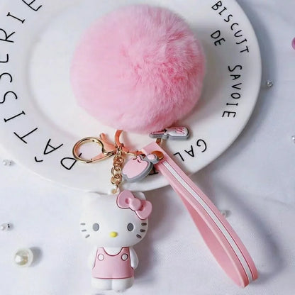 Cartoon Kuromi Sanrio Keychain Cute MelodyHello Kitty Cinnamoroll Doll Pendant Decoration Keyring Jewelry Girl&Child Gifts Toy