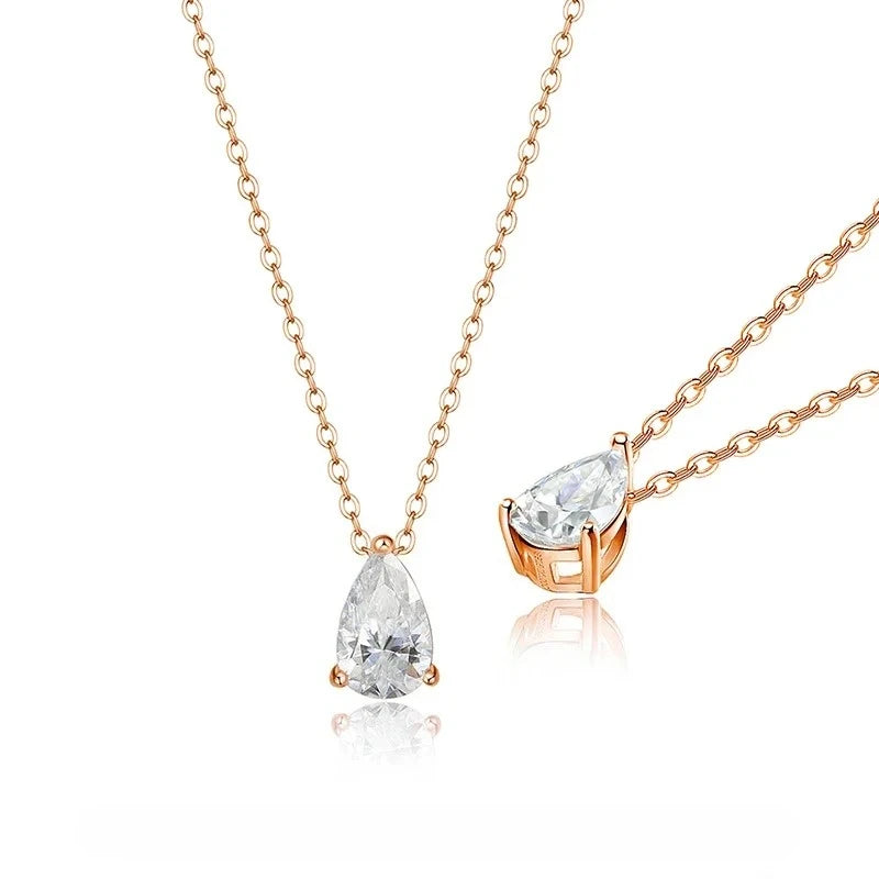 Smyoue 1-4CT Pear Cut Moissanite Pendant Necklace for Women Girls 3 Designs Lab Diamond Wedding Silver 925 Chains Fine Jewelry