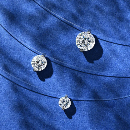 Lnkry 5mm/6.5mm/8mm ソリティア モアサナイト ネックレス 透明フィッシングライン インビジブルネックレス レディース s925 シルバーチェーン