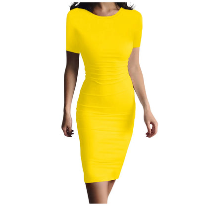 Summer Dress High Stretch Tank Robe Solid Short Sleeve Casual Slim Long Pencil Dress Women Sexy Maxi Dress Elegant Thin Vestido