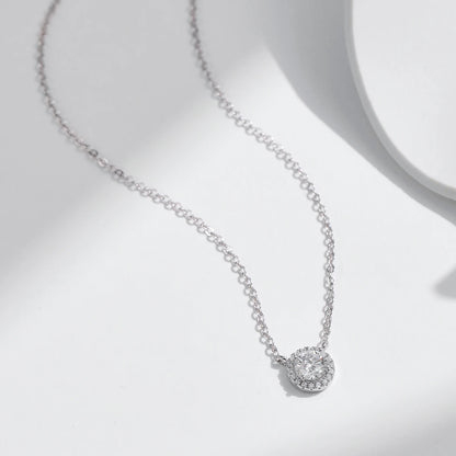 MODIAN Square & Round Halo Moissanite 925 Sterling Silver Pendant Necklace D Color VVS1 Lab Diamond Necklace For Women Jewelry