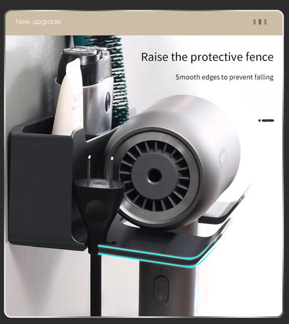 Hair Dryer Holder Wall Mounted Hair Straightener Dryer Hair Stand Bathroom Organizer Shelves Washroom Organization Shelves