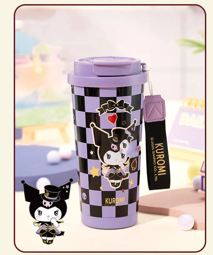 Sanrio Kuromi Portable 316 Stainless Steel Tumbler Thermos For Coffee Insulated Cup Cold and Hot Sports Water Bottle with Straw