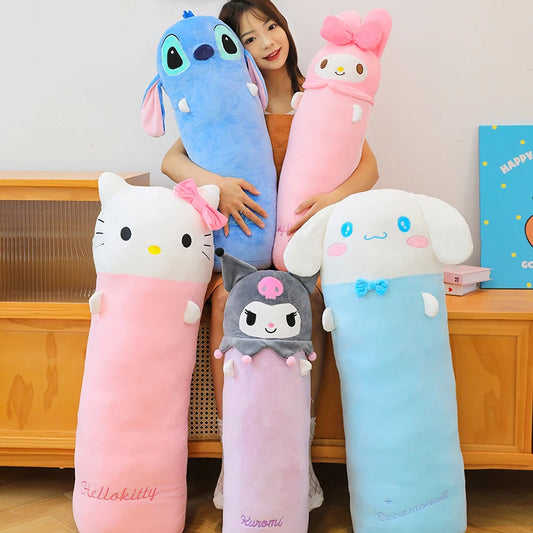 100cm Sanrio Hello Kitty Melody Kuromi Long Pillow Plush Toys Kawaii Soft Stuffed Doll Cushion Cartoon Kids Girls Sleeping Gifts