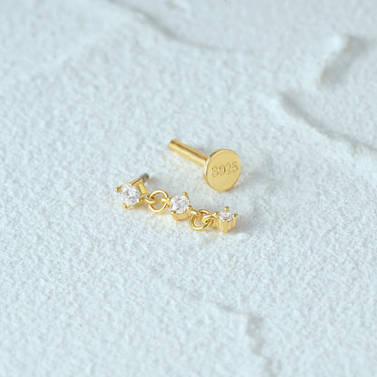 Aide 925 Sterling Silver 1pc Geometry Multi Piercing Stud Earrings For Women K Gold Simple Elegant Tassel Jewelry Gift Pendiente