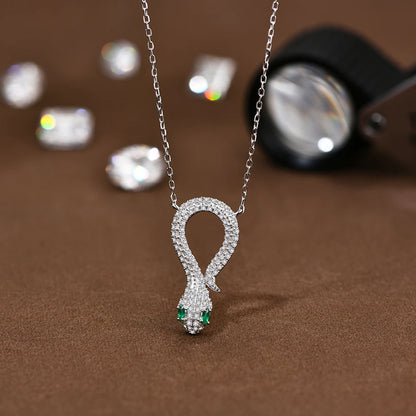 CHARMING オリジナル スネーク モアサナイト ペンダント ネックレス ラボダイヤモンド 925 スターリングシルバー 高級 ゴールドメッキ スネーク ネックレス ジュエリー