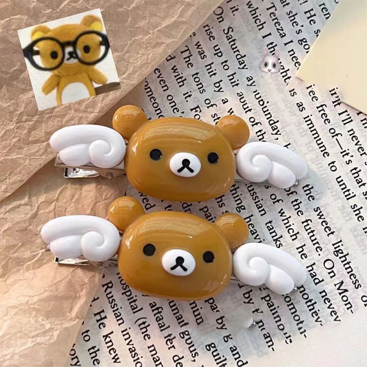 Kawaii Rilakkuma Cartoon Cute Hairpin Sweet Lovely Bangs Side Clip Students Versatile Hair Accessories Girls Birthday Gifts