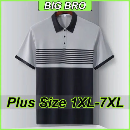 Summer Men's Casual Polo Shirt Large Size 1XL-7XL Short-sleeved Tees Lapel Business Breathable Soft T-shirt Male Tops Clothes