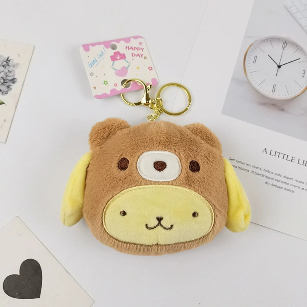サンリオ Kuromi Melody Cinnamoroll かわいいぬいぐるみコインパース アニメ ポムポムプリン ポチャッコ 学生バッグチャーム 女の子のホリデーギフト
