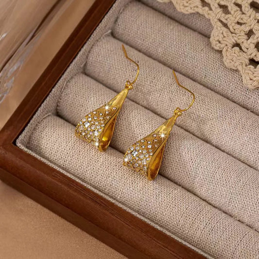 Original design of copper gold-plated full diamond ear hooks by European and American geniuses
