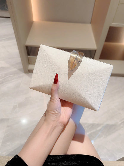 2024 Metallic Party Clutch Purse Box Shape Evening Bags Gold Silver White Handbag Purses Women Bridal Wedding Metal Clutches Bag