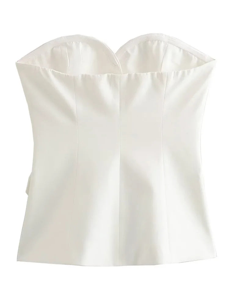 HXAO Tube Top Women 2024 Off shoulder Backless Top Vest Corset top White Black Sleeveless Tops Tank Crop top mujer