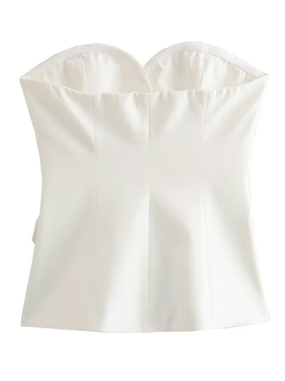 HXAO Tube Top Women 2024 Off shoulder Backless Top Vest Corset top White Black Sleeveless Tops Tank Crop top mujer