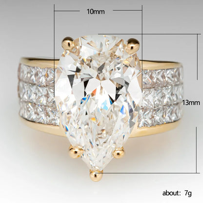 Water Drop 5ct Lab Diamond Ring 925 Sterling silver Engagement Wedding Band Rings for women Bridal Party Jewelry Gift