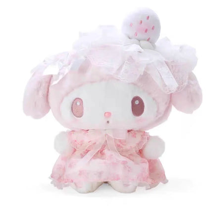 25CM Cartoon My Melody Kawaii Lolita Doll Sweet White Strawberry Soft Plush Companion Doll Girl Toy Birthday Gift