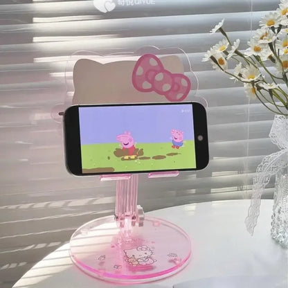 Hello Kitty Multi Angle Adjustable Phone Stand Foldable Desktop Holder Compatible Smartphone Tablet Ipad for Bed Sofa Watching