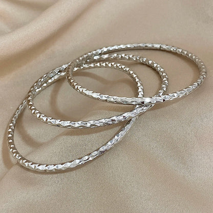 New 3pcs Irregular Textured Bracelets For Women Simple 18K Gold Plated Wristband Bangle Girls Smooth Jewelry Accessories