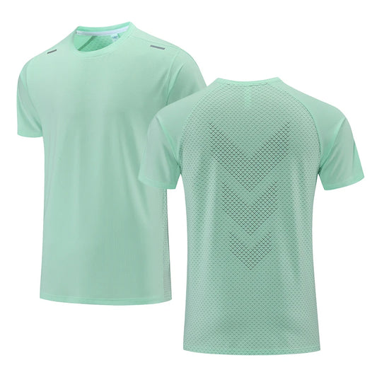 速乾性メンズランニングTシャツフィットネススポーツトップジムトレーニングシャツ通気性ジョギングカジュアルスポーツウェア