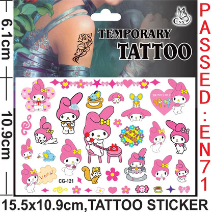 Sanrio series Tattoo Stickers Waterproof Cute Sticker Anime Birthday Party Supplies Decoration For Kids Women Men Gift