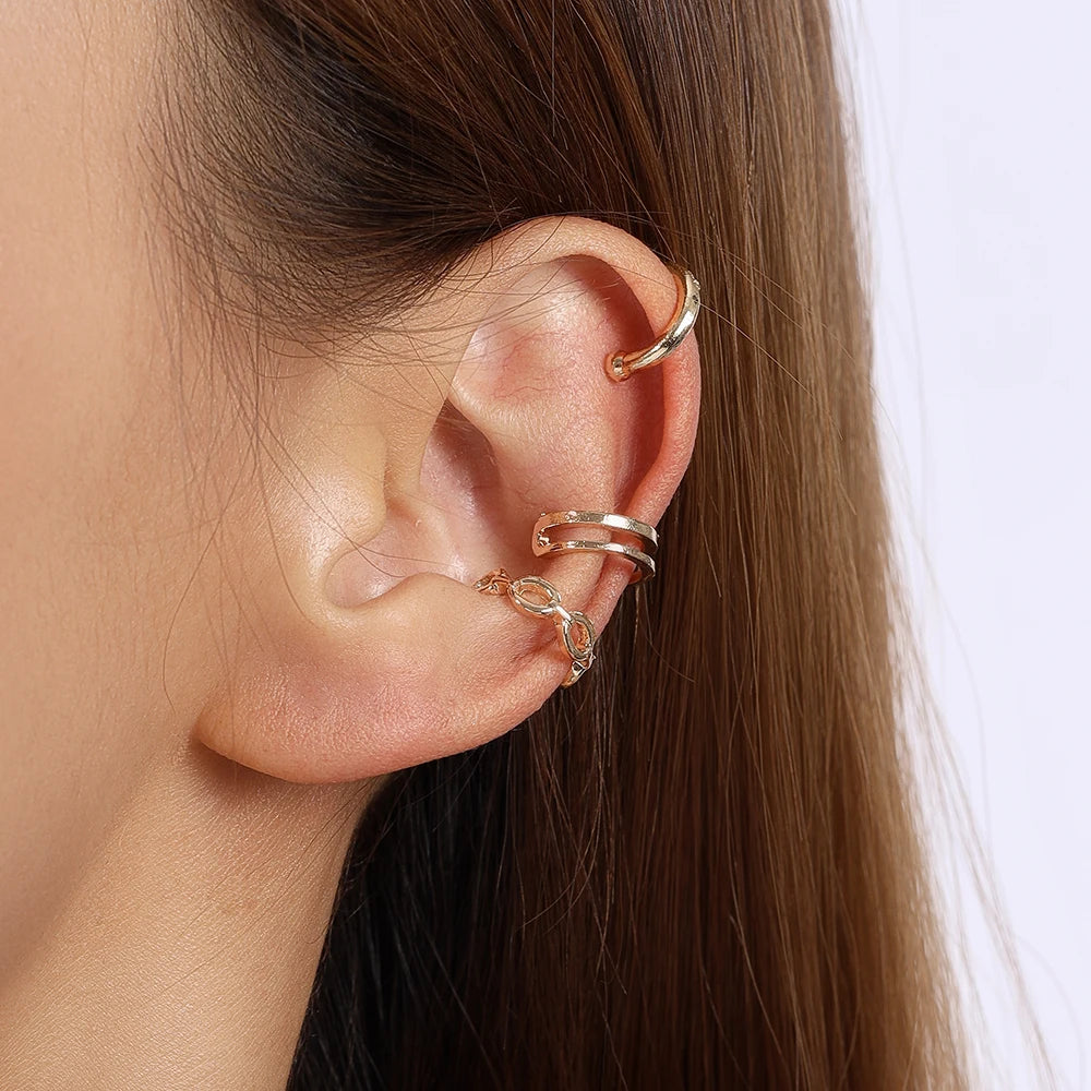 Aihua Simple Crystal Small Silver Color Ear Cuff for Women Earrings Cartilage Piercing Earring Sets Minimalism Jewelry Gifts