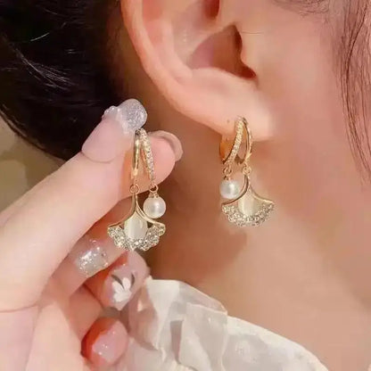 925 Silver Needle Korean Fashion Tassel Pearl Earrings For Women Jewelry 2025 Trending New Vintage Women's Pearl Drop Earrings