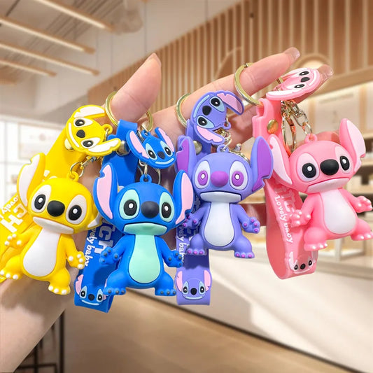 Anime Disney Lilo & Stitch Keychain Cartoon Stitch Toys Keychian Pendant Sweet Keychians Women Car Keyring Girl Birthday Gift