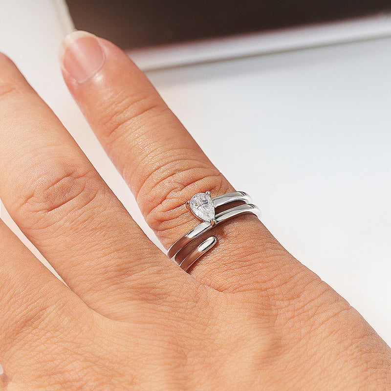 Smyoue認定 0.5CT 本物モアサナイト ソリティアリング レディース用 スターリングシルバー925 18Kメッキ ラボダイヤモンド 女性用テイルリング