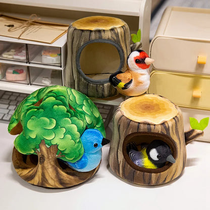 クリエイティブなぬいぐるみツリーハウスと鳥の人形のおもちゃシミュレーション切り株ぬいぐるみかわいい動物人形ホームオフィスの装飾女の子への面白いギフト