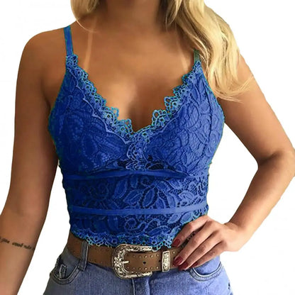 Plus Size 3XL Vest Tank Women Lace Sexy Camisole V Neck Tank Top Underwear Vest Candy Color Bralette Clothes