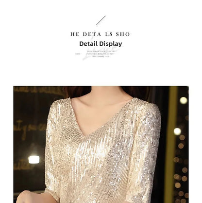 Gold Evening Gown Women's High-End Sensation Luxury Small ence Ball Personali High-End Adult Birthday Host Dr