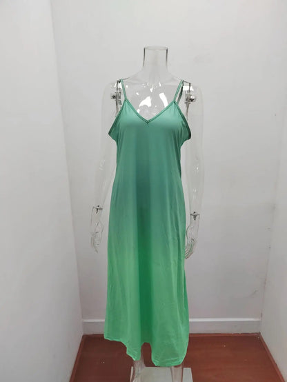 Plus Size 4XL 5XL Women's Summer Casual Loose Strap Dress Sexy Beach Boho Maxi Dress Large Size Long Dresses Female Robe Femme