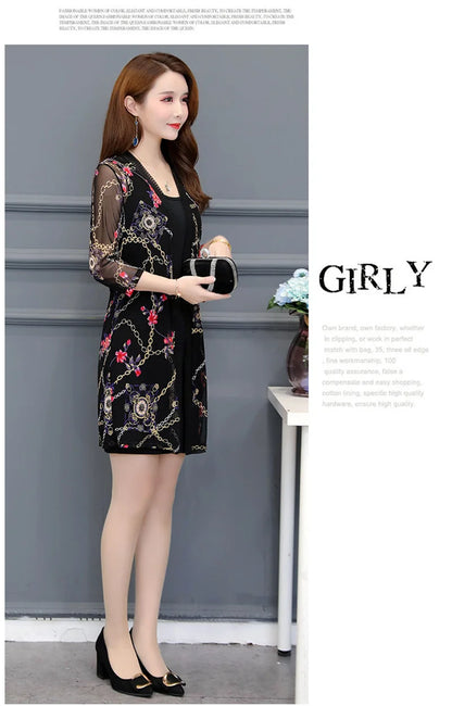 2024 Female Mid Length Large Size Sun Protection Cardigan Tops Coat Women Summer Gauze Lace Print Thin Sun Sunscreen Jacket 5XL