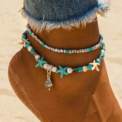 Bohemia Natural Shell Anklets for Women Foot Jewelry Summer Beach Barefoot Bracelet Ankle on Leg Chian Ankle Strap Accessories