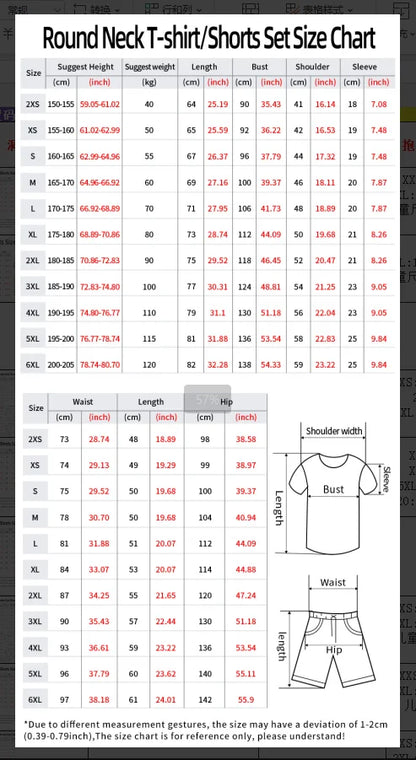 2025  Summer men Latest Polyester Unisex Gradient print Short Sleeve T-Shirt Shorts Set Adult  Jogging 2 Piece Set men Clothing