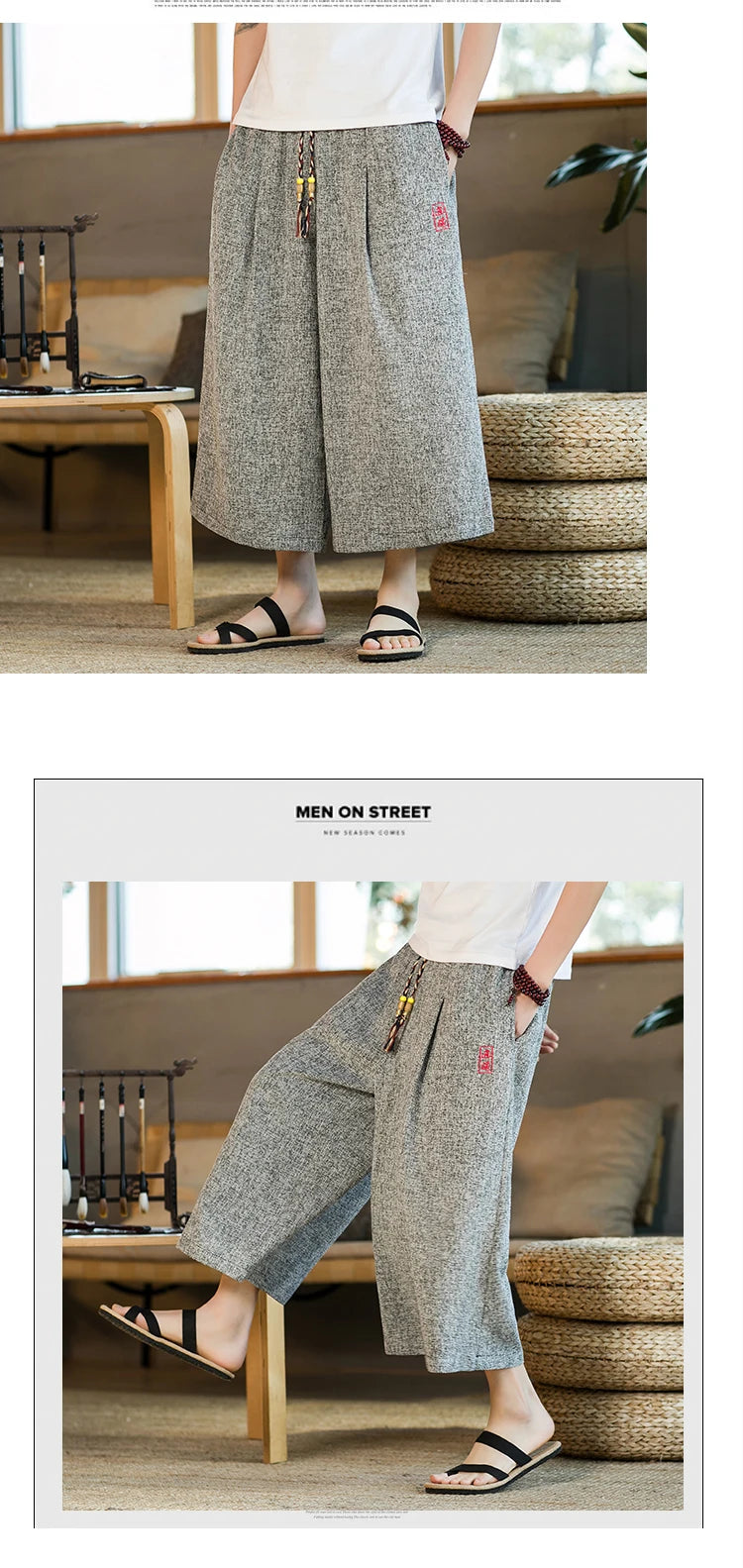 Japan Style Kimono Pants Men Bath Pant Japanese Samurai Harajuku Casual Loose Mens Shorts Yukata Wide Leg Trousers Plus Size 5XL
