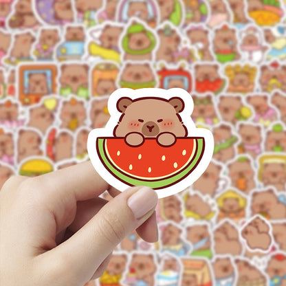 10/30/50/100枚 かわいいおもしろカピバラ MEME ステッカー かわいい動物デカールデコレーション DIY ノートブック ノートパソコン 荷物 PVCステッカー 子供用