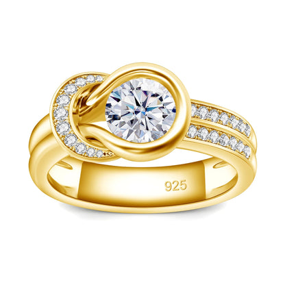Cross knot Ring 925 Sterling Silver Moissanite Wedding Band Engagement Jewelry Anniversary Gift Sparkling Halo Zircon