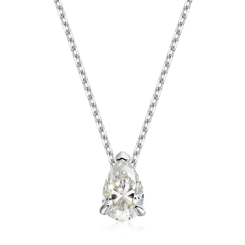 Smyoue 1-4CT Pear Cut Moissanite Pendant Necklace for Women Girls 3 Designs Lab Diamond Wedding Silver 925 Chains Fine Jewelry