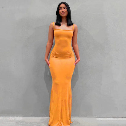 Satin Slip Sleeveless Backless Maxi Dress Women 2025 Y2K Summer Bodycon Elegant Sexy Outfits Ladies Birthday Party Club Sundress