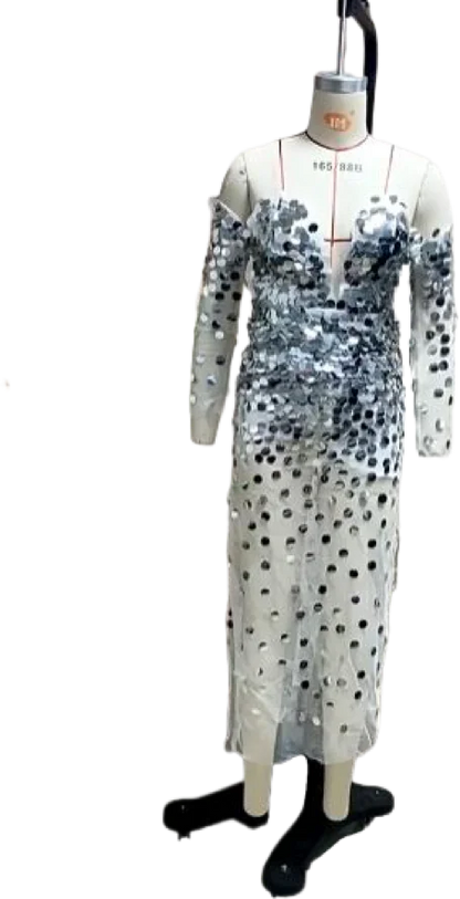 Sexy Dresses for Women One-shoulder Birthday Party Evening Dress Female Long Sleeve Gothic Sequins Elegant Ladies Clothes Dress