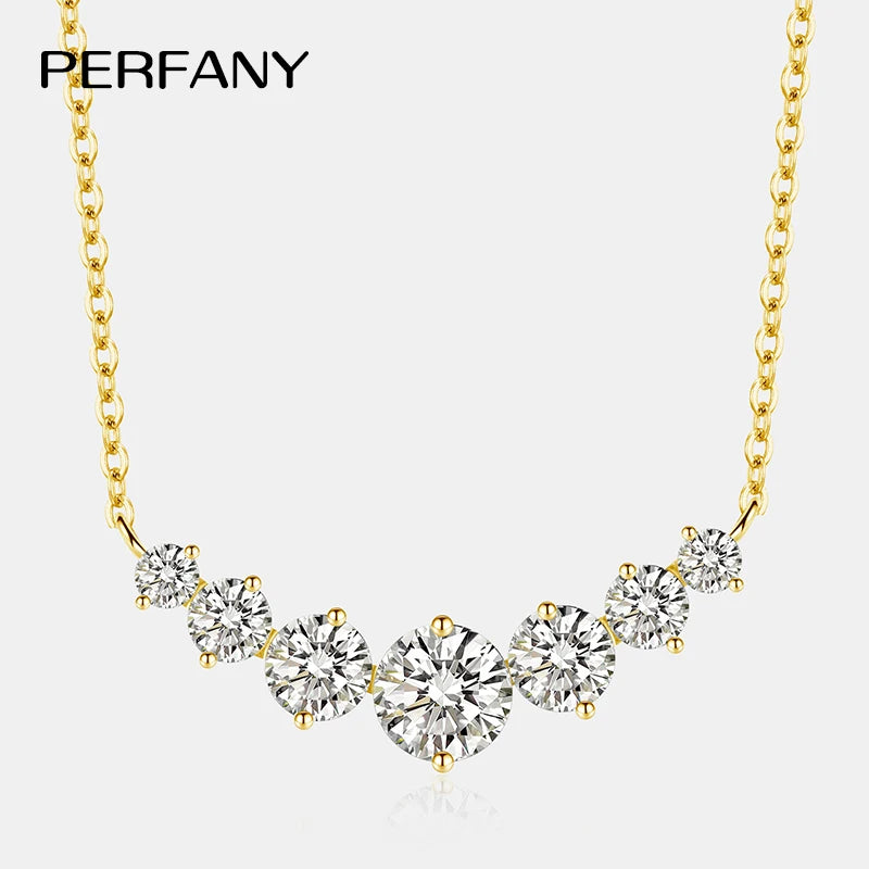 PERFANY All Moissanite Necklace for Women S925 Pure Silver Smile Sparkling Diamond Pendant Fashion Luxury Jewelry Party Gift