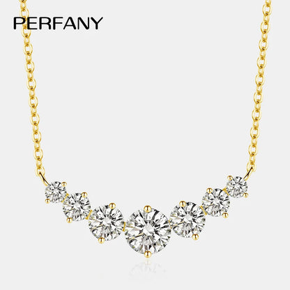 PERFANY All Moissanite Necklace for Women S925 Pure Silver Smile Sparkling Diamond Pendant Fashion Luxury Jewelry Party Gift