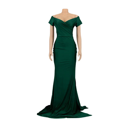 2024Sold Maxi Elegant Luxury Designer Party Dresses Women Off Shoulder Evening Dress Mermaid V-Neck Pleated Backless Long Dress