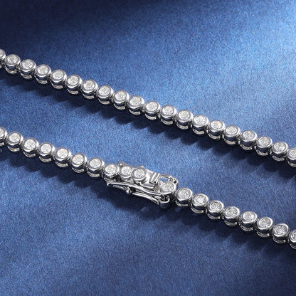 TBCYD 2/3mm Dカラー ラウンドバブル モアサナイト テニスネックレス レディース S925シルバー チョーカーネックレス パーティージュエリー クリスマスギフト