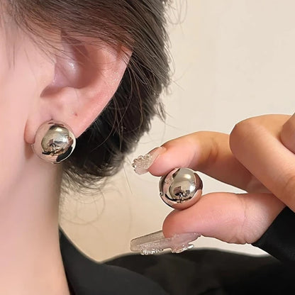 Women's Girls European Style Punk Fashion Geometric 18K Plated Ball round Stud Earrings Party Accessory