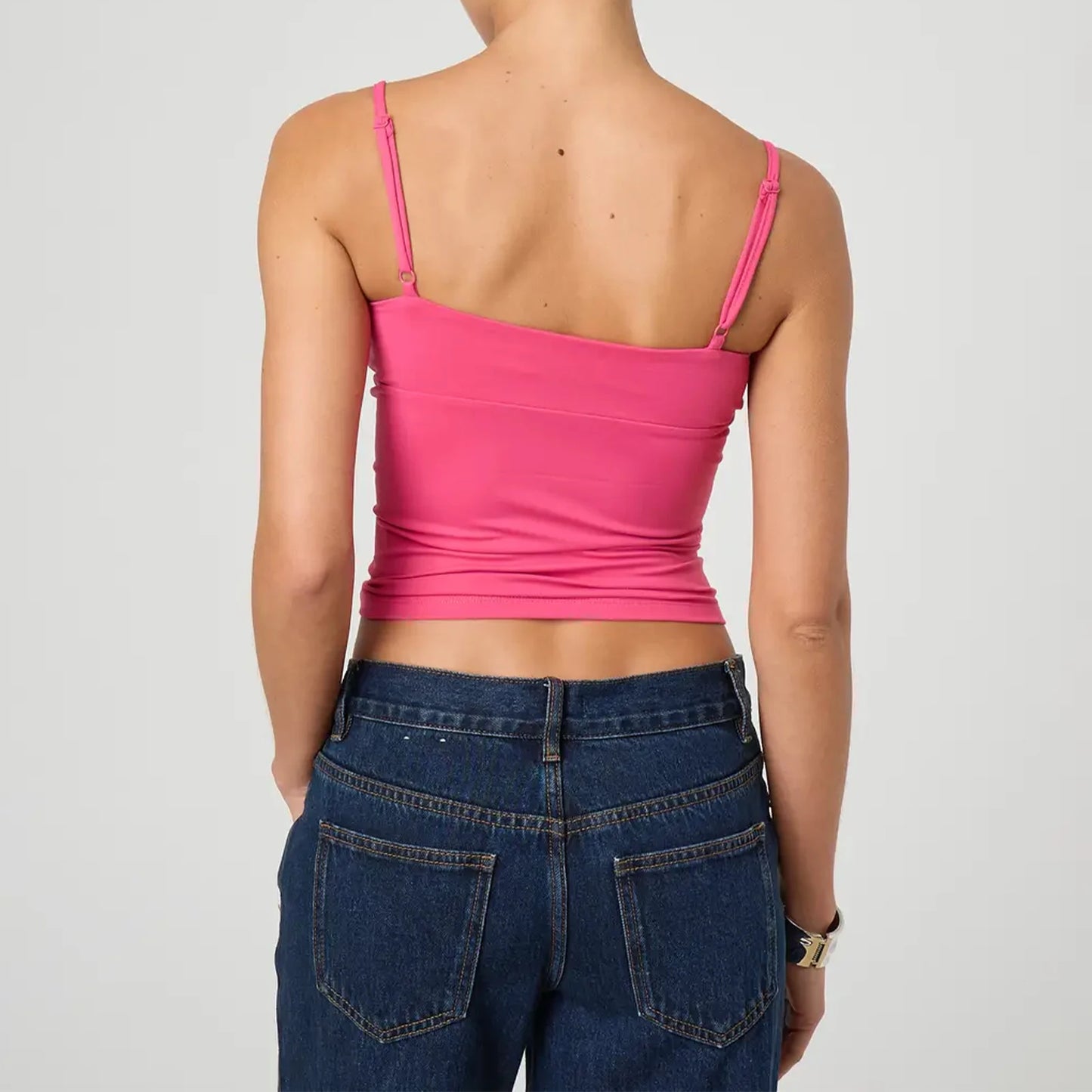 Y2k Clothes Women's Summer Cropped Cami Tops Sleeveless Open Back V Neck Solid Color Slim Fit Tank Tops