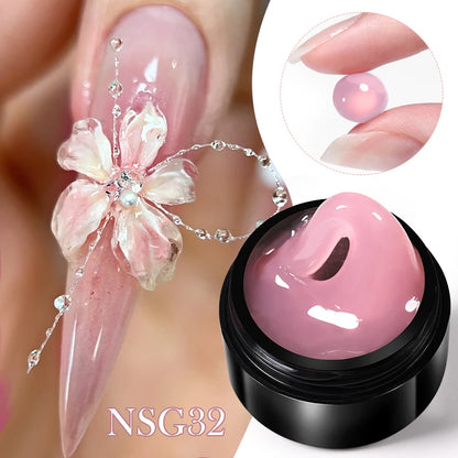 BORN PRETTY 15ml クリア ノンスティック ハンドエクステンション ジェルネイルポリッシュ 3Dシェーピングネイルアート用 固形ミルキーゼリーハードジェル フェイクネイル用