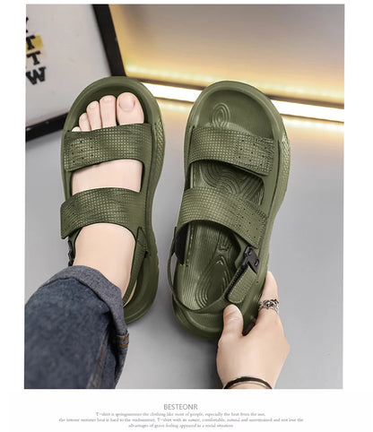 Sandals for men summer style soft sole casual wear-resistant anti slip black sandals for outdoor wear water wading beach shoes