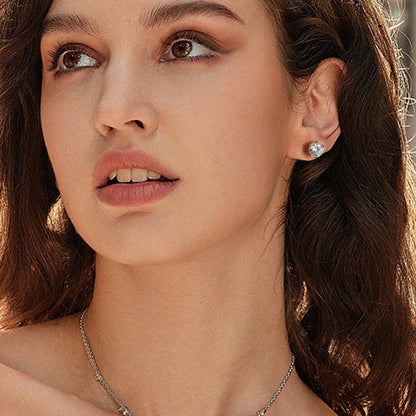FEOBUR 0.1-2CT Round Moissanite Stud Earrings for Women Classic 925 Sterling Silver Brilliant Lab Created Diamond Earring Man
